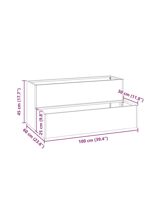 vidaXL Саксия Метал 100x60x45см.