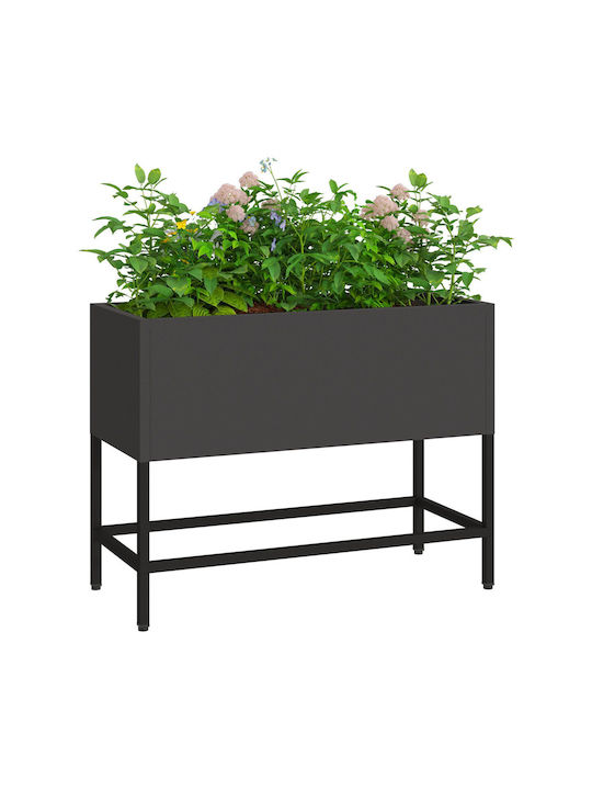 vidaXL Ghiveci Metal Negru 60x26x45cm.