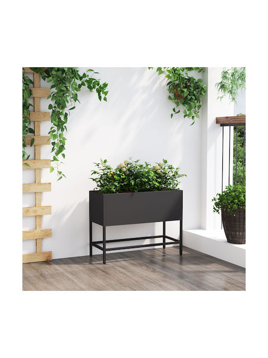 vidaXL Ghiveci Metal Negru 60x26x45cm.
