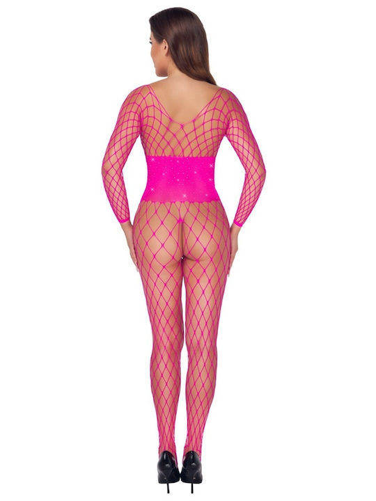 Cotelli Schrittloser Pinker Catsuit mit langen Ärmeln Produktcode Sw-51622
