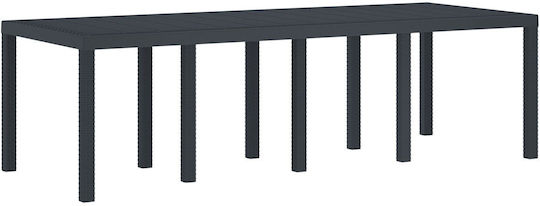 Τραπέζι Εξωτερικού Χώρου Rattan Ανθρακί 250x100x73εκ.