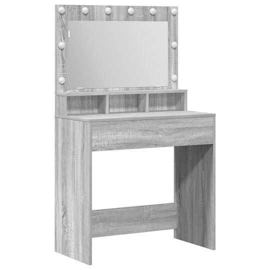 vidaXL Makeup Mirror Tabletop with Light 135x1.5cm Gray
