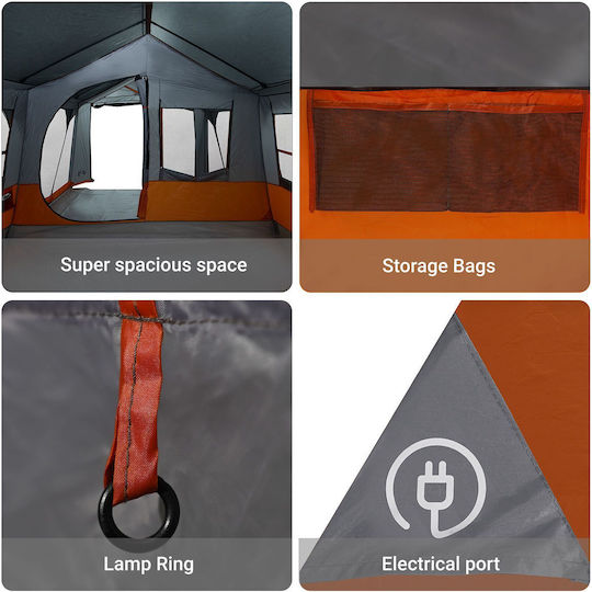 vidaXL Sommer Campingzelt Grau Für 10 Personen 620x322x240cm