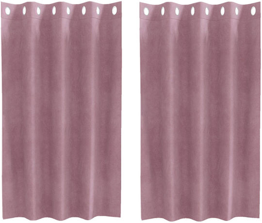 vidaXL Set of Pink Window Curtains with Grommets 140x140cm