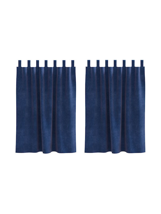 vidaXL Set of Blue Blackout Window Curtains with Pencil Pleat 140x140cm