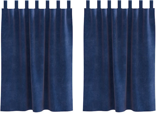 vidaXL Set Window Curtains With Pencil Pleat Blue 140x140cm