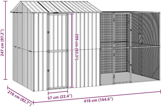 vidaXL Bird Cage 210x421x247cm. Gray