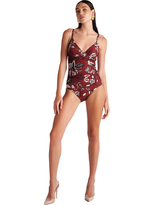 One Piece Swimsuit For Large Bust Floral Brown
