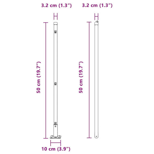 vidaXL Придържащ клипс за Ограда на Градина от Пластмаса 3.2x3.2x50бр 52бр Gray