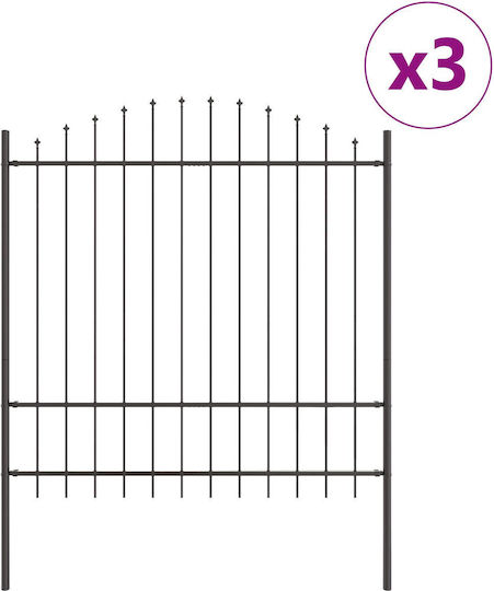 vidaXL Metallische Zaunfelder mit Speeren in Grau Farbe 3 Stücke