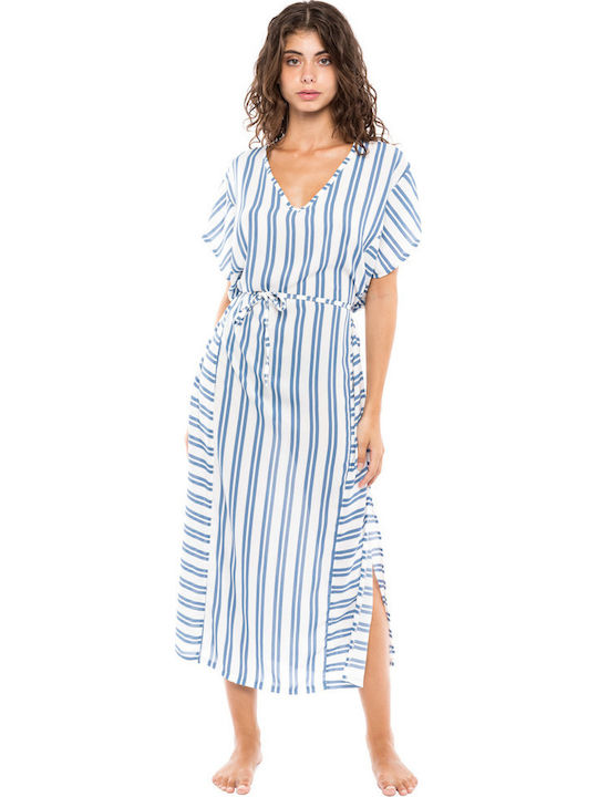Pink Label Damen Maxi Kaftan Strand White