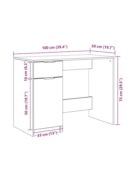 Schreibtisch Holz Black 100x50x75cm