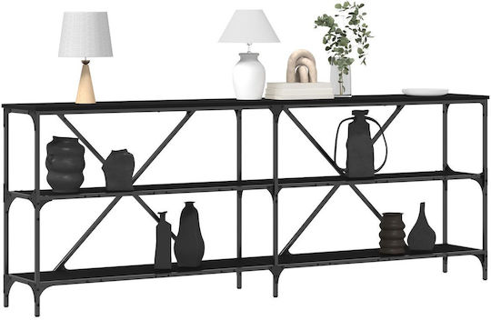 Console Table Wood & Metal Μαύρη Δρυς L200xW30xH75cm Console Table Wood & Metal Μαύρη Δρυς L200xW30xH75cm