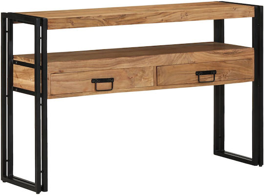 Console Table of Solid Wood & Metal Black L120xW33xH75cm