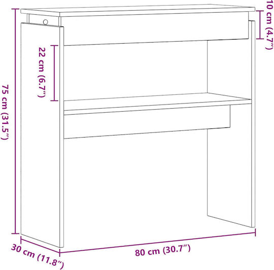 Wooden Console Table Black Oak L80xW30xH80cm