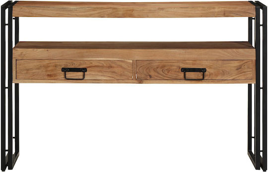 Console Table of Solid Wood & Metal Black L120xW33xH75cm