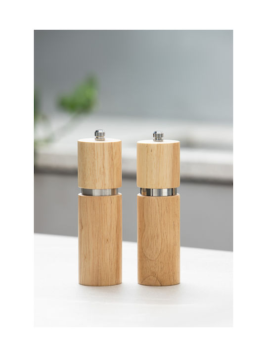Ladelle Manual Set Spice Mills made of Wood in Beige Color 16.5cm 2pcs