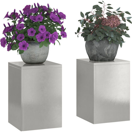 vidaXL Plant Stands Metal Silver 24cmx24cmx35cmcm. 2pcs