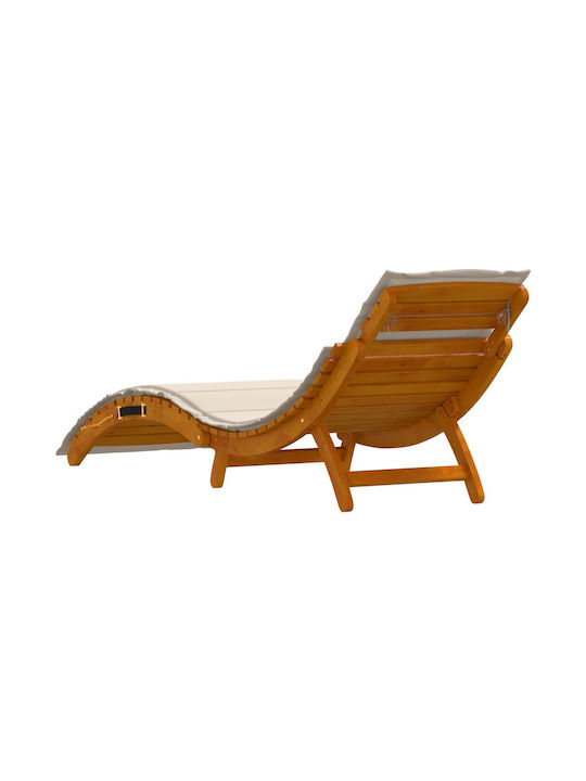 Liegestuhl Hölzernes mit Kissen Weiß 2Stück 184x55x64cm.
