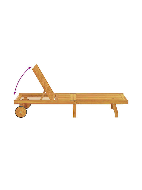 Deckchair Wooden with Cushion & Wheels Brown 84x84x84cm.