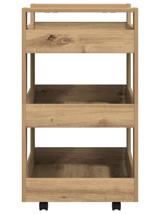 vidaXL Τρόλεϊ Κουζίνας Ξύλινο 3 Θέσεων Καφέ 60x45x80cm