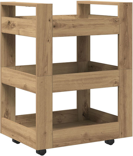 vidaXL Wooden Kitchen Trolley 3 Tiers Brown 60x45x80cm