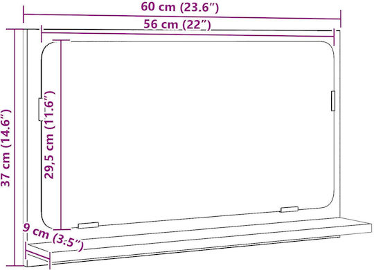 vidaXL Rectangular Bathroom Mirror with Cabinet 60x10.5cm Black