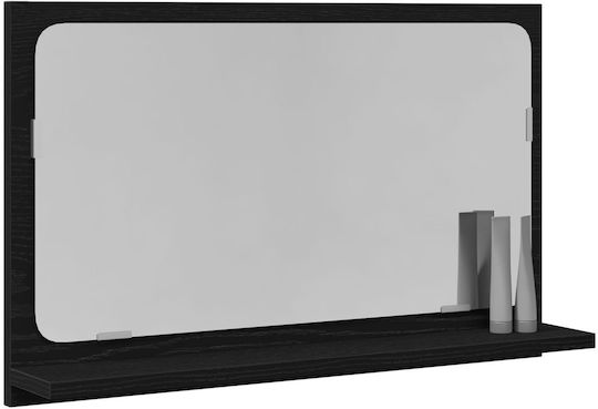vidaXL Rectangular Bathroom Mirror with Cabinet 60x10.5cm Black