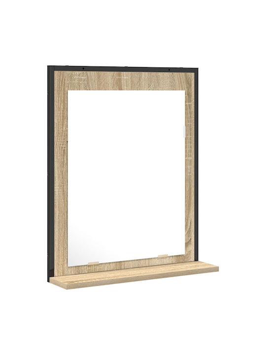 vidaXL Rectangular Bathroom Mirror with Shelf 50x12cm Brown