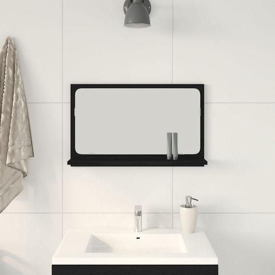 vidaXL Rectangular Bathroom Mirror with Cabinet 60x10.5cm Black