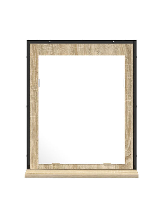 vidaXL Rectangular Bathroom Mirror with Shelf 50x12cm Brown