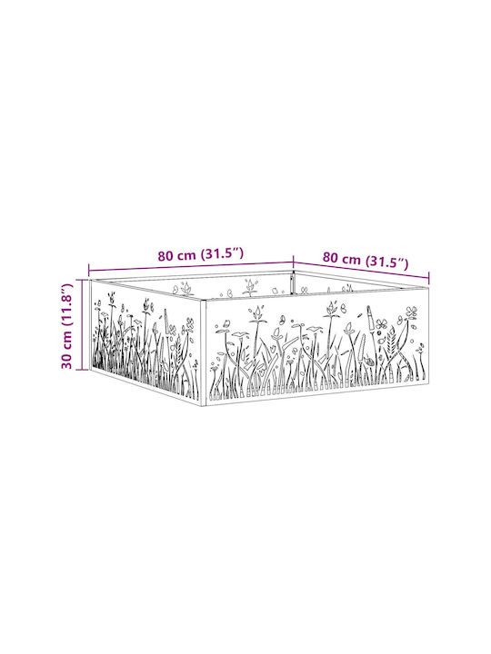 vidaXL Τζάκι Εξωτερικού Χώρου Μεταλλικό 80x80x30cm