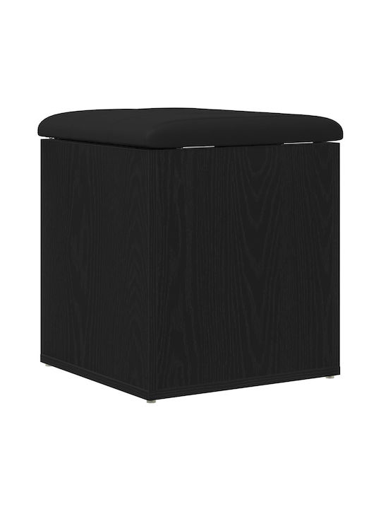 Stool For Living Room With Storage Space Wooden Black Oak 40x40x45cm