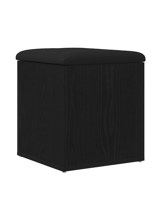 Stool For Living Room With Storage Space Wooden Black Oak 40x40x45cm