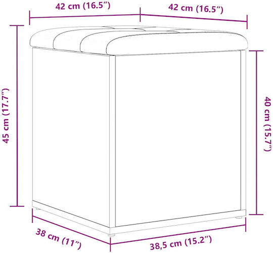 Табуретка Дневна стая с Място за Съхранение Дърво Black Oak 40x40x45бр