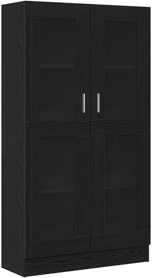 vidaXL Wohnzimmer Vitrine aus Spanplatte mit Verglasung Schwarze Eiche 82.5x30.5x150cm