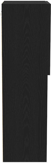 Wall Living Room Display Cabinet made of Particleboard with Glass & Lighting Black Oak 40.5x30x102cm