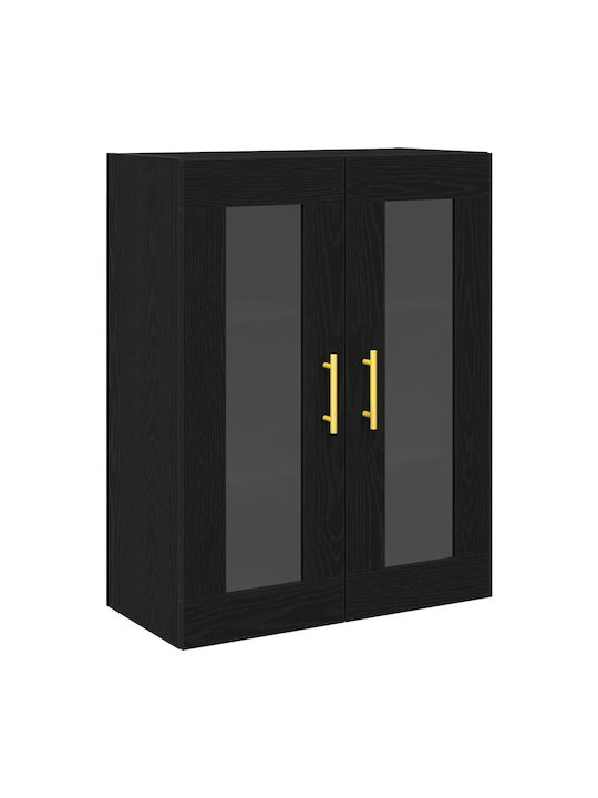Висулка Витрина за хол от ПДЧ със Стъкло Black Oak 69.5x34x90см