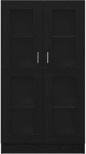 vidaXL Wohnzimmer Vitrine aus Spanplatte mit Verglasung Schwarze Eiche 82.5x30.5x150cm