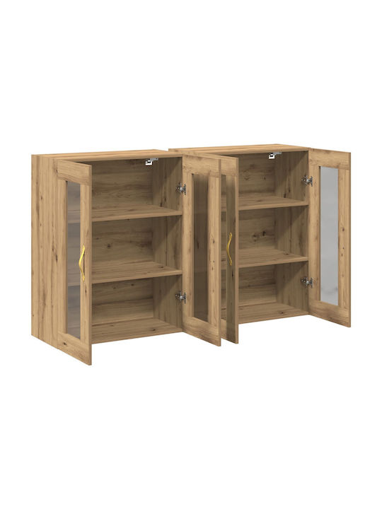Витрина за дневна от ПДЧ със стъкло Дъб 139x34x90см
