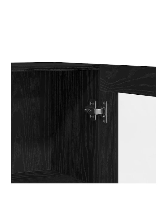 Bodenstehend Wohnzimmer Vitrine aus Spanplatte mit Glas Black 82.5x30.5x80cm