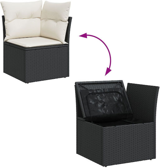 Garten- und Outdoor-Möbelsets Wohnzimmer Typsatz 10 Stück Schwarz mit Kissen
