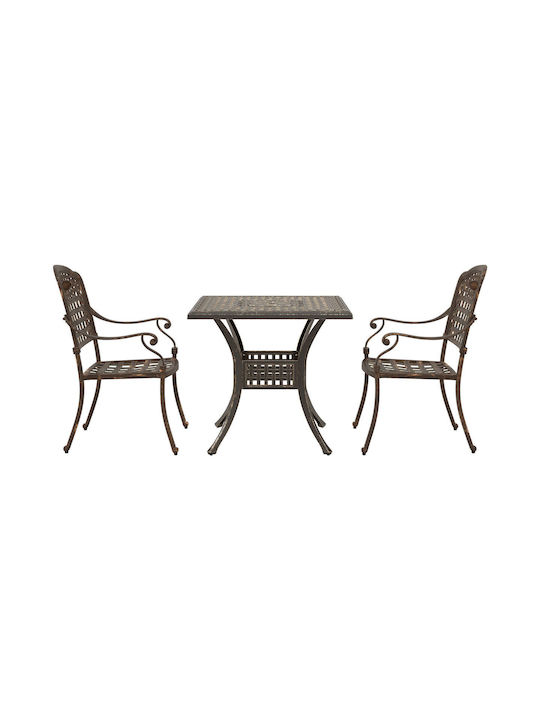 Dining Room Set for Small Outdoor Spaces 3 Pieces Bronze