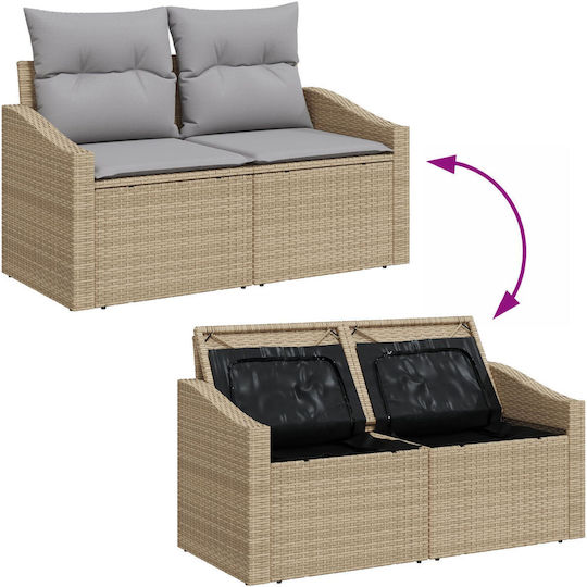 Garten- und Outdoor-Möbelsets Wohnzimmer Typsatz 10 Stück Beige mit Kissen