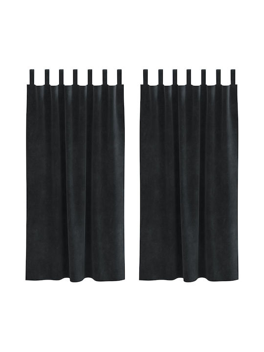 vidaXL Set Vorhänge Verdunkelung Fenster mit Bleistiftfalten Schwarze 140x175cm