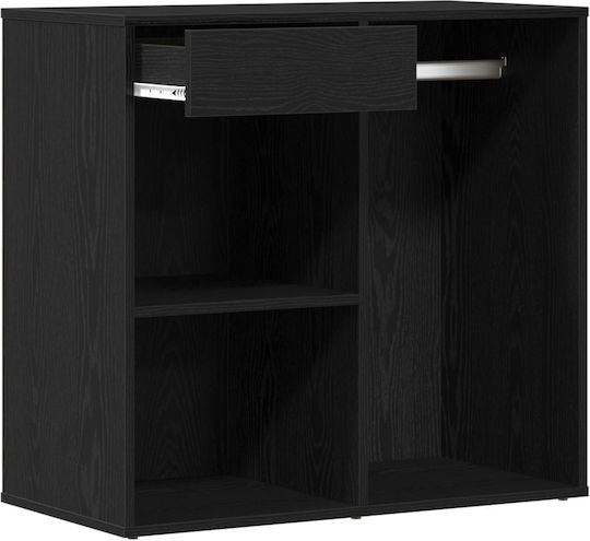 Entry Furniture with Mirror & Shoe Rack Black Velvet-Black Metal 80x40x75cm