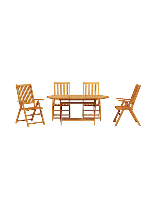 Outdoor Dining Set 5 Pieces Brown