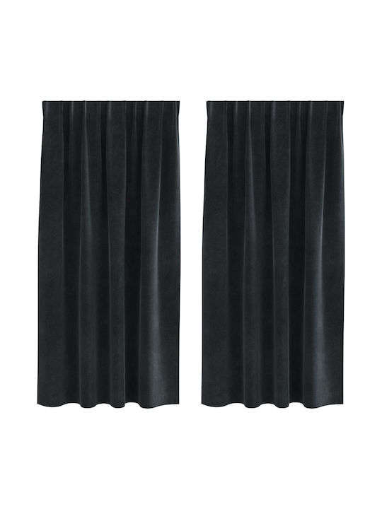 vidaXL Set Perdele Fereastra Cu Coafură Negre 140x175cm