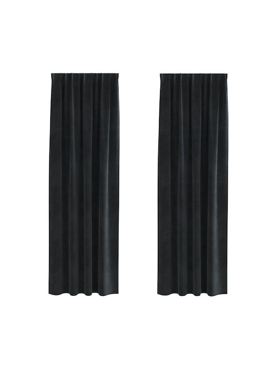 vidaXL Set Vorhänge mit Bleistiftfalten Schwarz 140x225cm