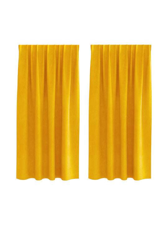 vidaXL Set Curtains Blackout with Pencil Pleat Yellow 140x175cm